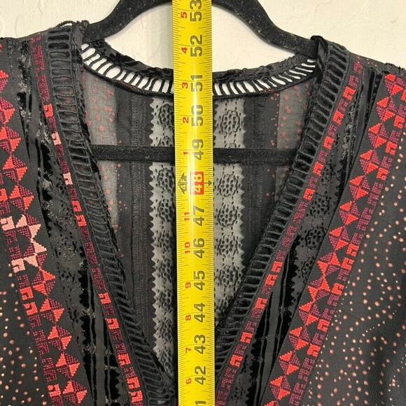 Free People Dress Small Starry Night Maxi Black Long Sleeve V Neck Embroidered - Picture 6 of 13